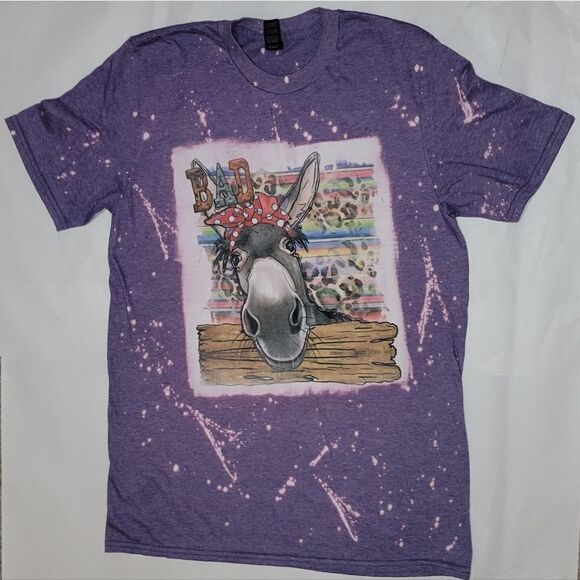 Bad Ass Donkey Women's Bleach Sublimation Short Sleeve Shirt Size M - Picture 1 of 5